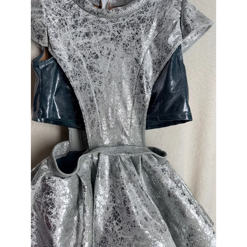 Tenth House Silver Metallic Cracked Foil Dance Costume Dress LC Kids